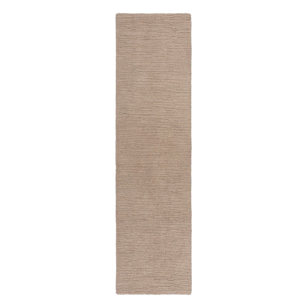 Bézs kézi szövésű gyapjú futószőnyeg 80x230 cm Harris Boucle – Flair Rugs