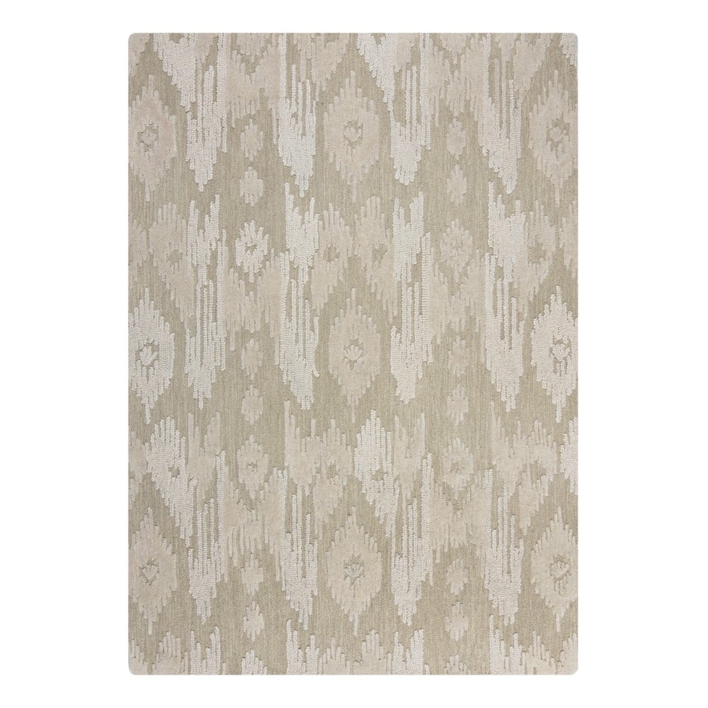 Bézs kézi szövésű gyapjú szőnyeg 120x170 cm Dion Ikat – Flair Rugs