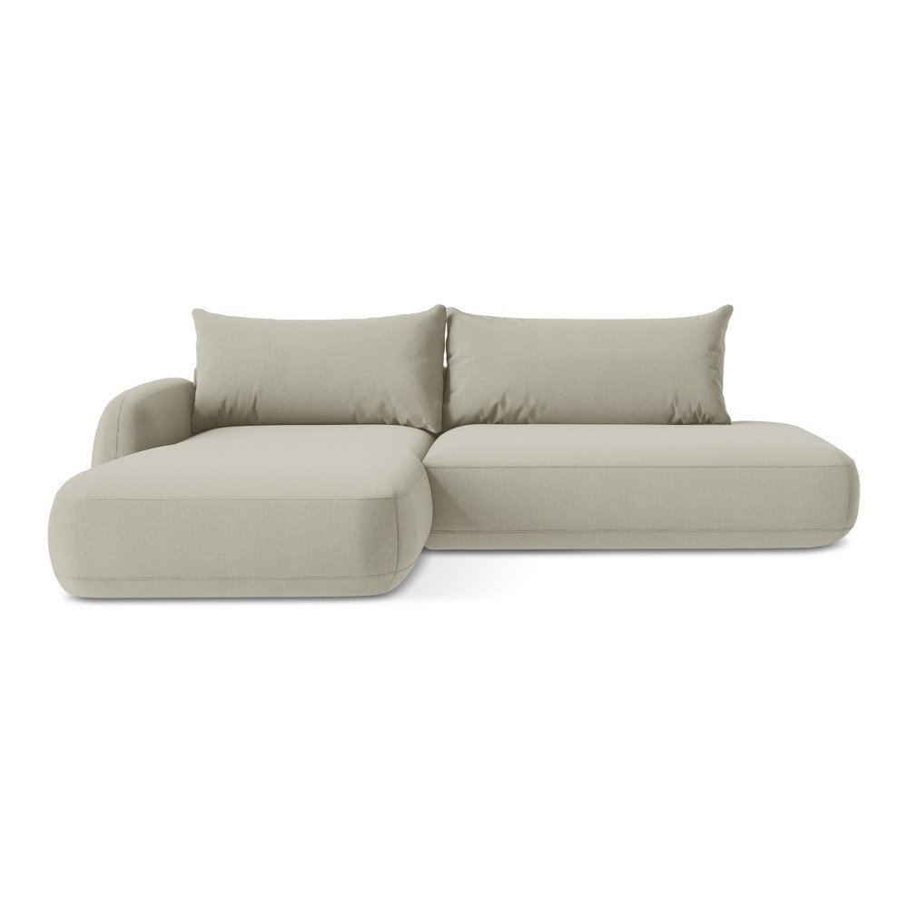 Bézs kinyitható sarokkanapé (bal oldali-heverő résszel) Hale – Makamii