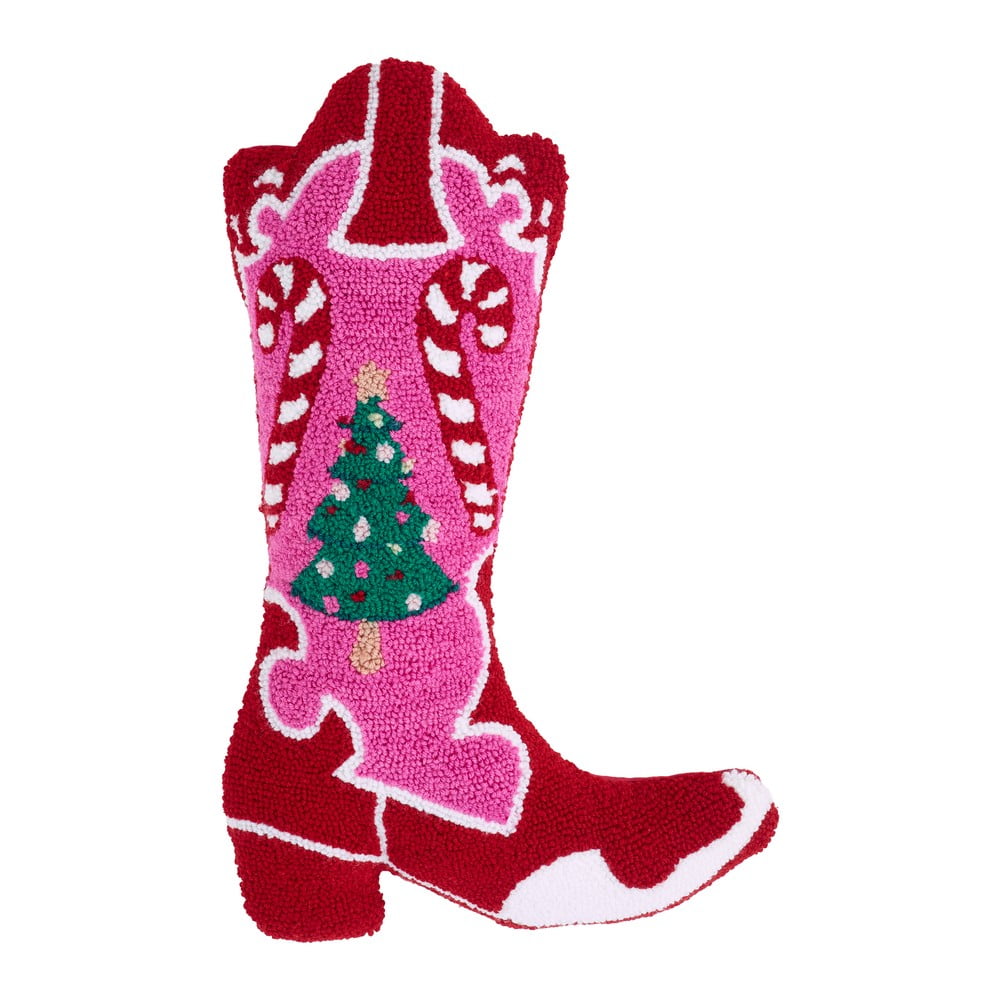 Buklé díszpárna karácsonyi mintával 48x35 cm Santa's Howdy Christmas Boot – Catherine Lansfield
