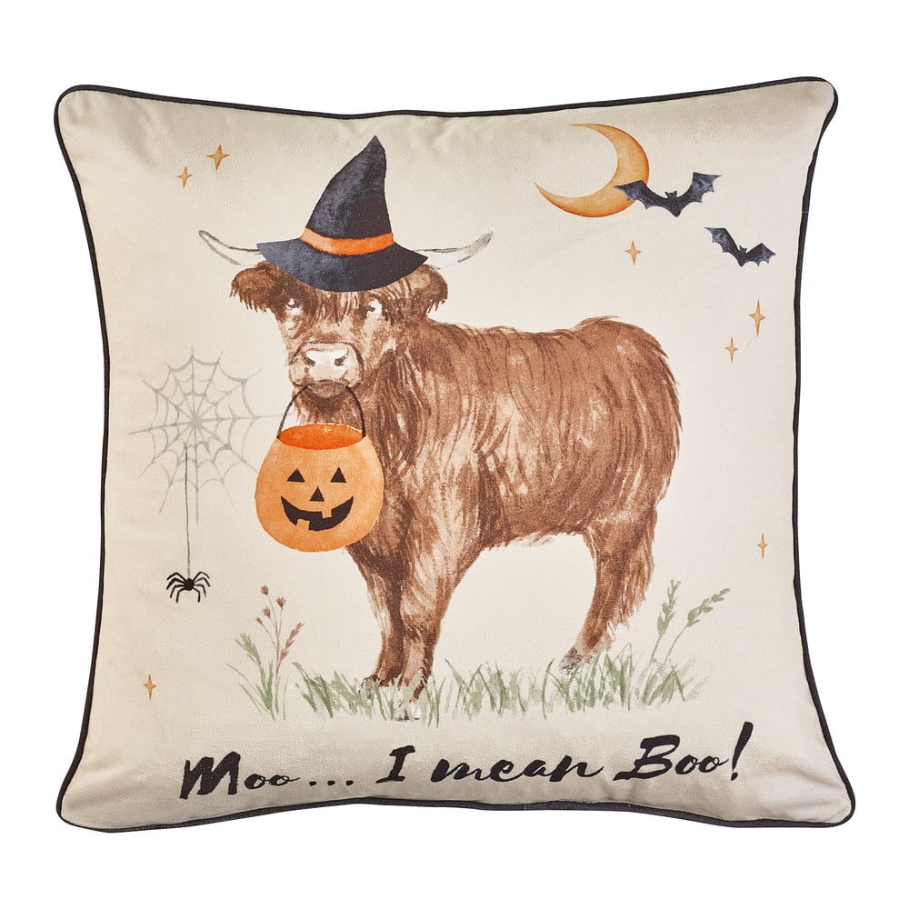 Díszpárna Halloween mintával 45x45 cm Halloween Highland Cow – Catherine Lansfield