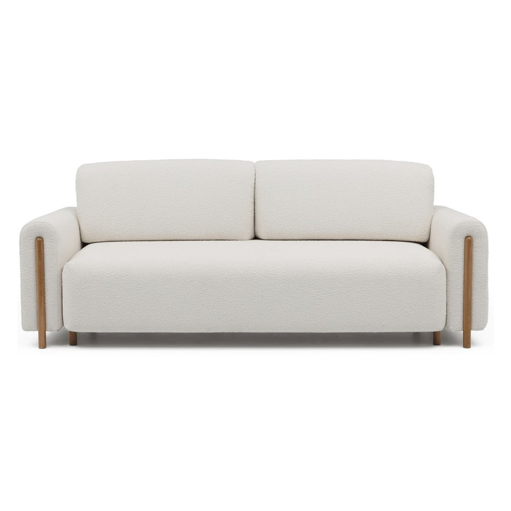 Elefántcsont színű buklé kinyitható-tárolóhelyes kanapé 244 cm Arcadova – ELTAP