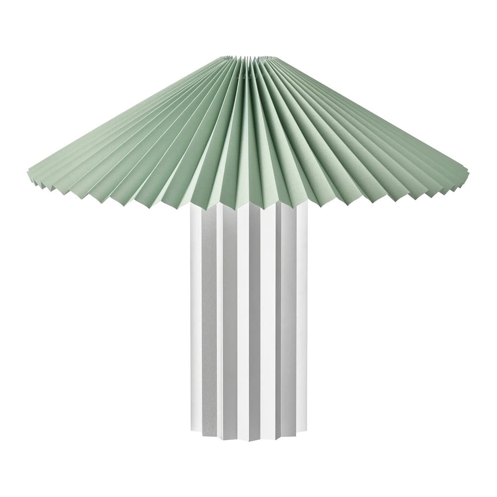 Ezüstszínű-zsályaszínű dimmelhető asztali lámpa textil búrával (magasság 36 cm) Taite – Blomus