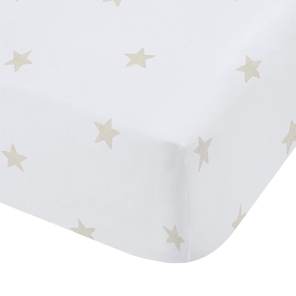 Fehér-bézs gumis kétszemélyes pamut gyerek lepedő 135x190 cm Mini Star & Stripes – Bianca