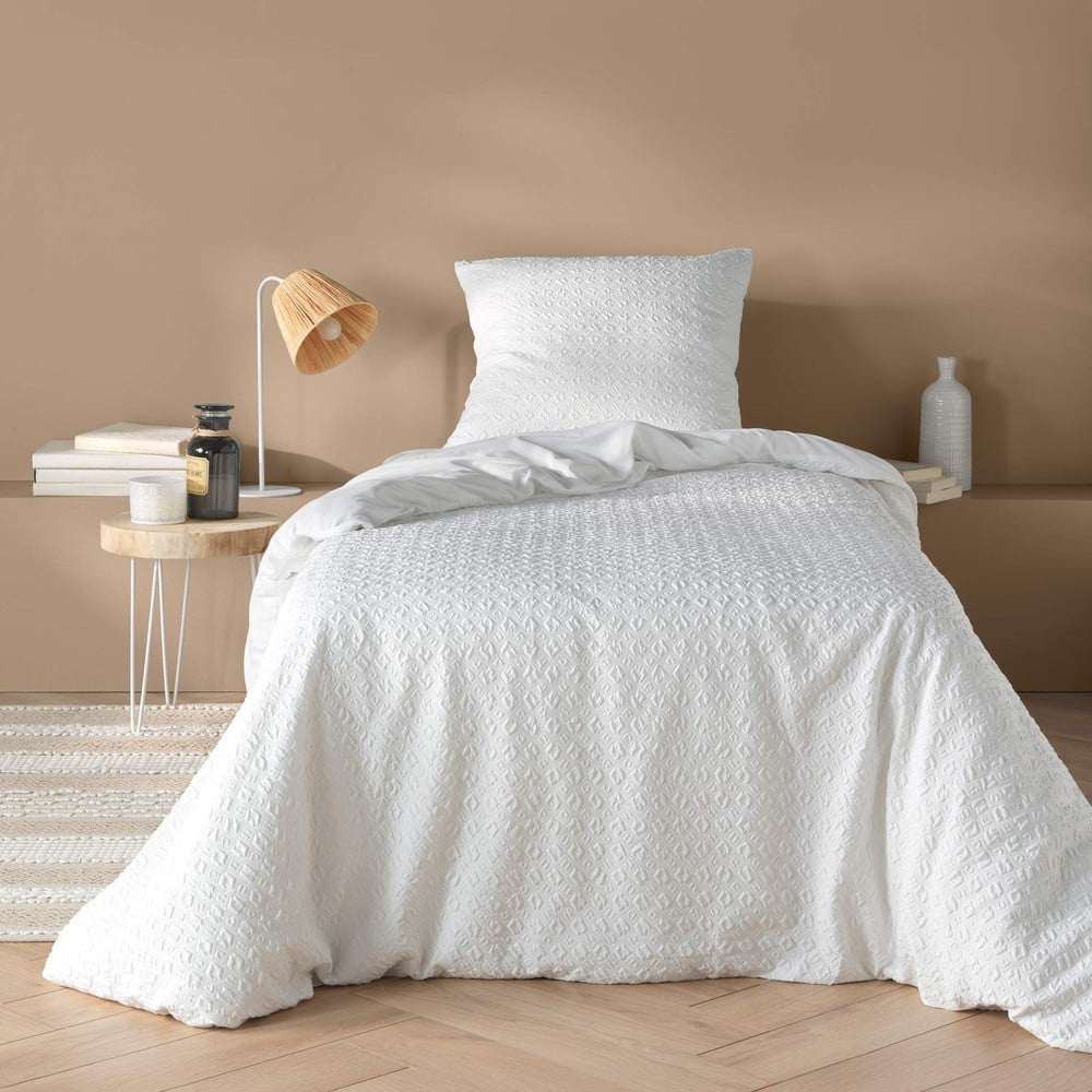 Fehér egyszemélyes mikroszálas ágyneműhuzat 140x200 cm Litea – douceur d'intérieur