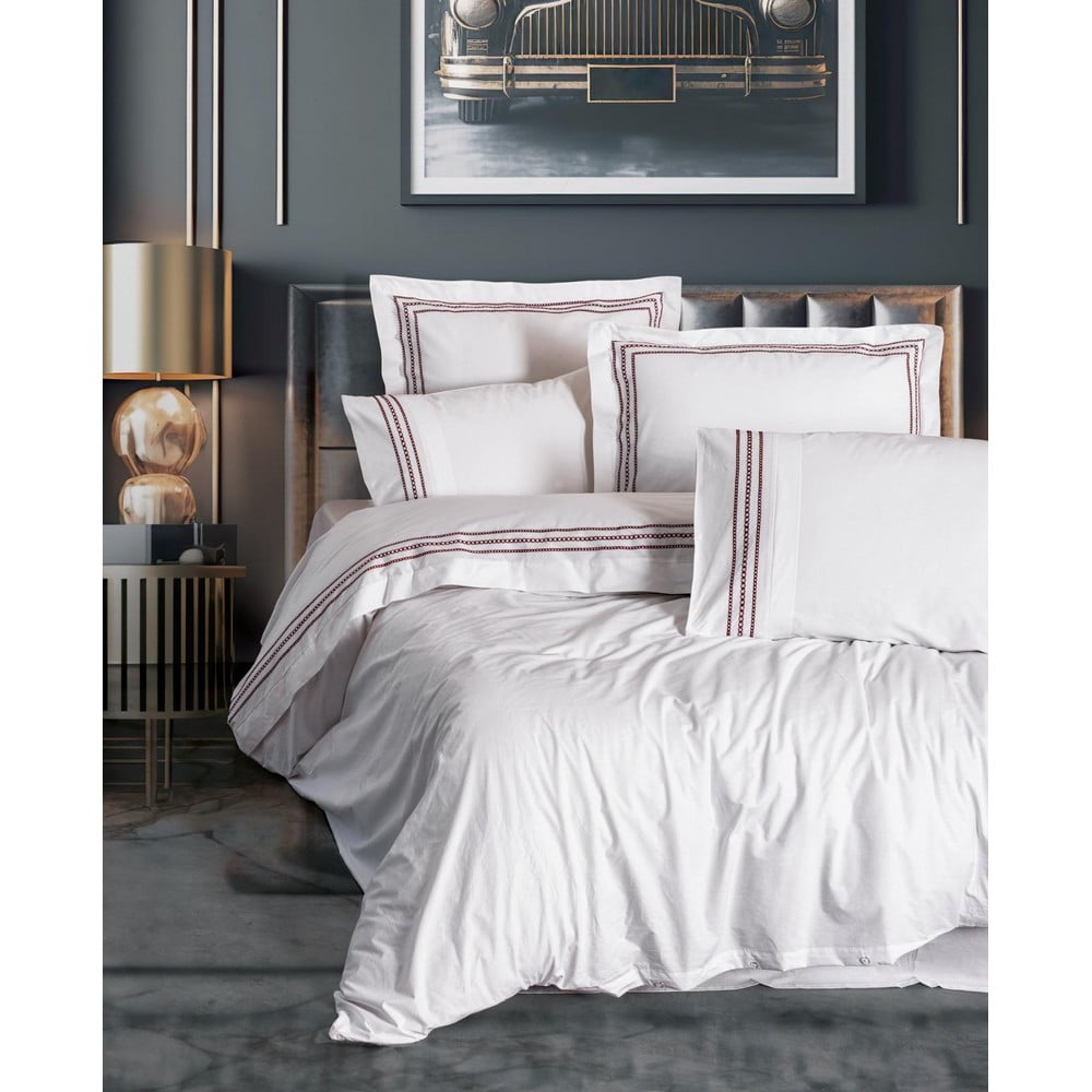 Fehér egyszemélyes renforcé pamut ágyneműhuzat 140x200 cm Red Heritage Lines – Mila Home Luxury