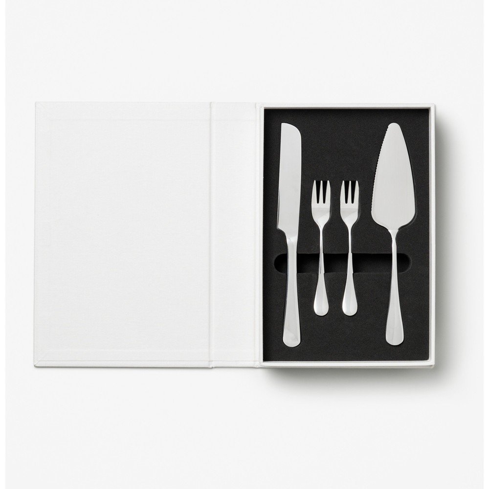 Fehér-ezüstszínű rozsdamentes acél desszertes villa szett The Essentials Cake Tools – Printworks