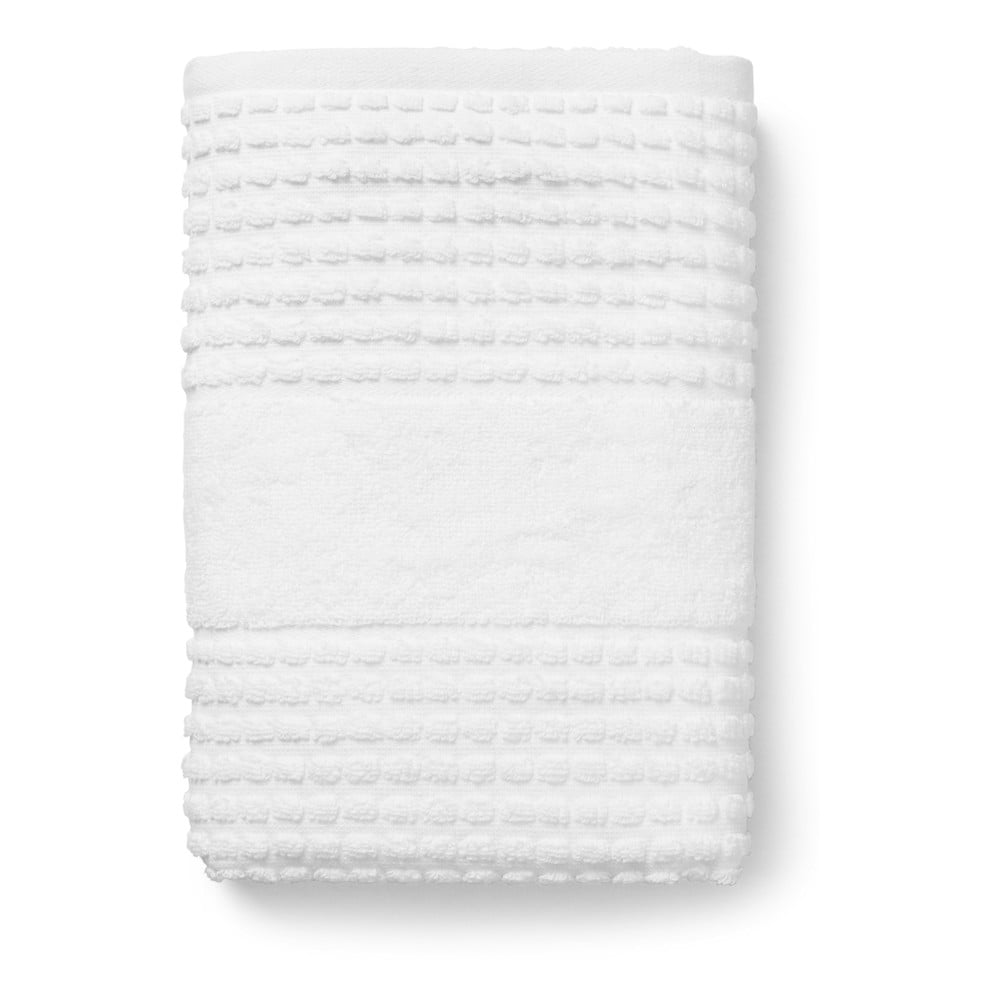 Fehér frottír bio pamut törölköző 50x100 cm Check – JUNA