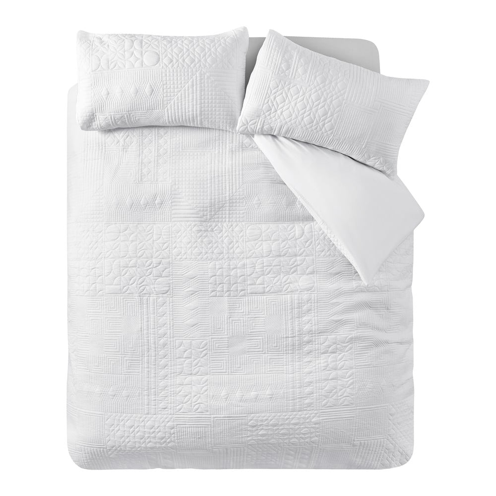 Fehér kétszemélyes ágyneműhuzat 200x200 cm Folkstone Geo – Catherine Lansfield