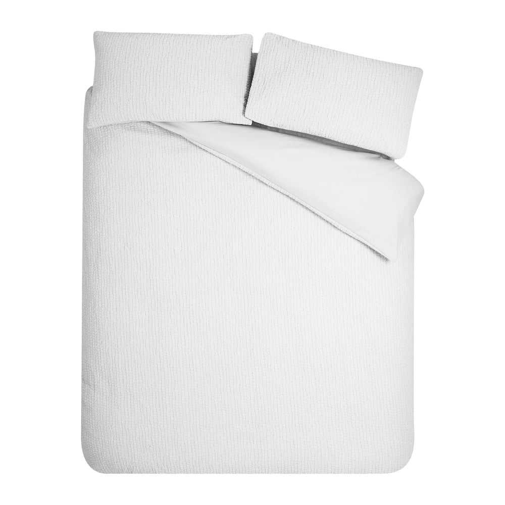 Fehér kétszemélyes-hosszabbított krepp ágyneműhuzat 230x220 cm Crinkle Seersucker – Catherine Lansfield