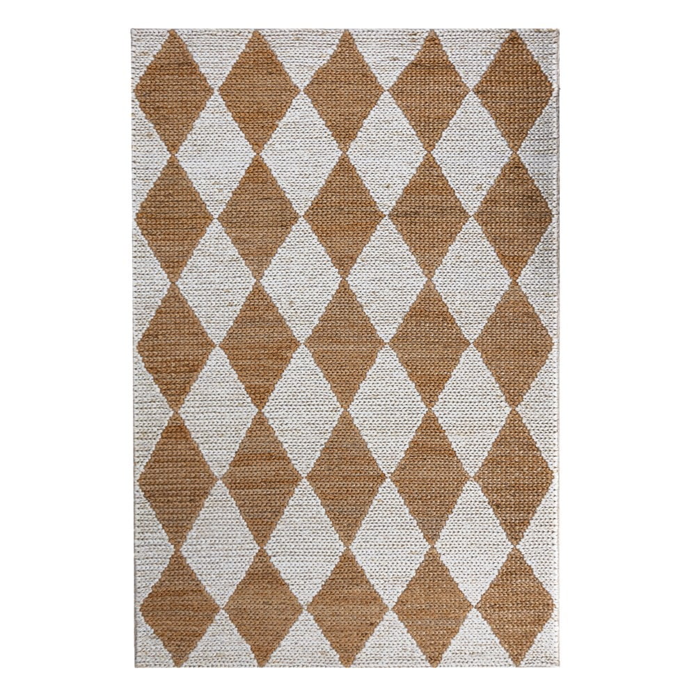 Fehér-natúr színű kézi szövésű jutakeverék szőnyeg 120x170 cm Effie Diamond – Flair Rugs