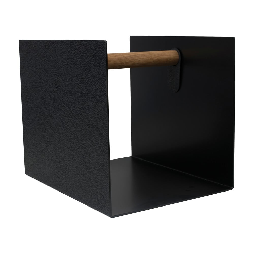 Fekete-antracitszürke dekoratív fém-öko bőr tárolódoboz 32x38x31 cm Hippo – LIND DNA