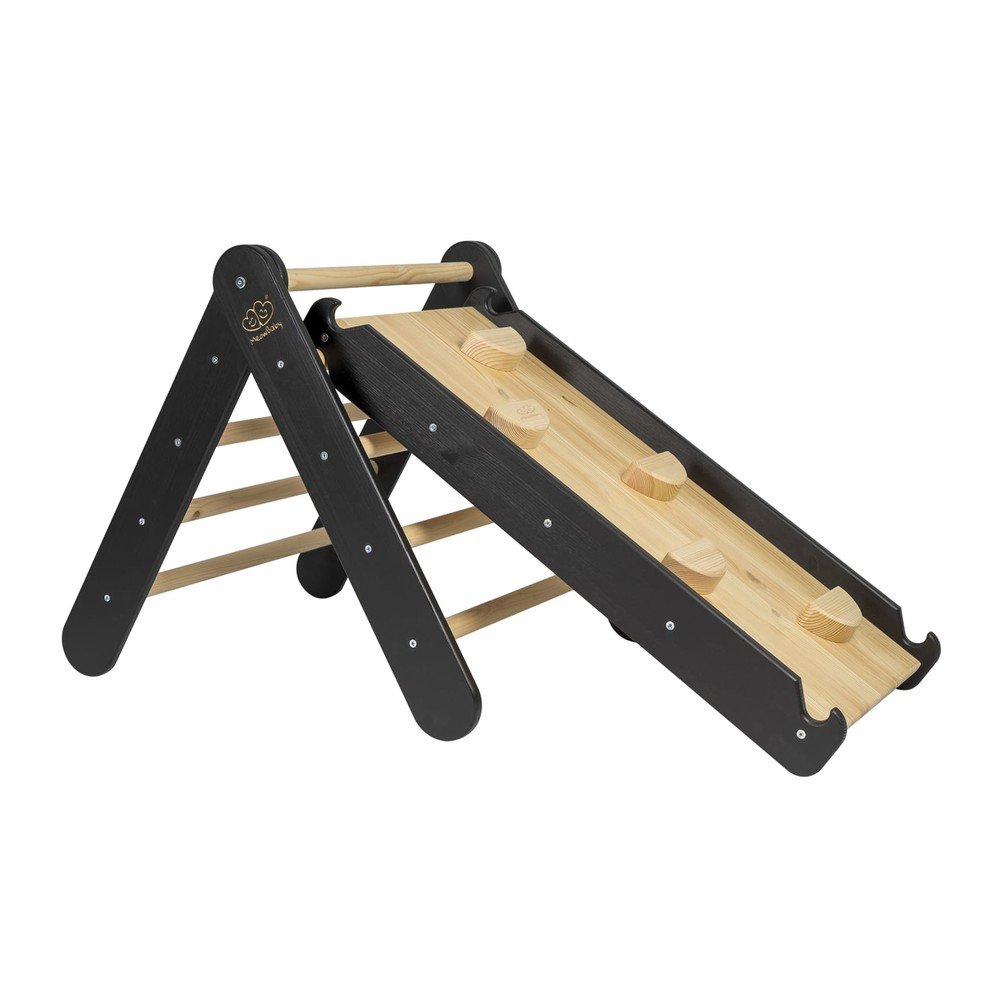 Fekete borovi fenyő pikler háromszög 46x87x60 cm Montessori – Meowbaby