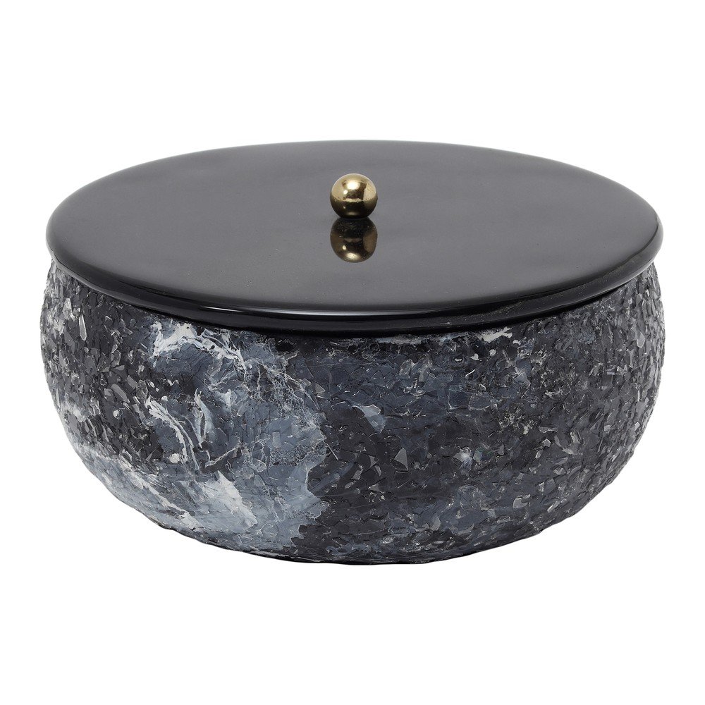 Fekete fedeles-dekoratív fém tárolódoboz ø 16