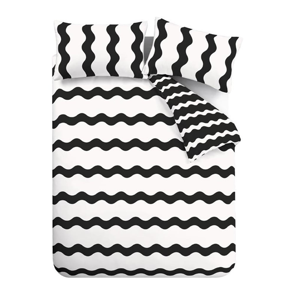 Fekete-fehér egyszemélyes ágyneműhuzat 135x200 cm Waves – Sassy B