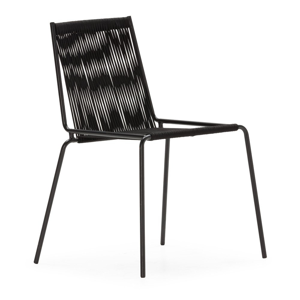 Fekete fém rakásolható étkezőszék szett 2 db-os Emily – Marckeric