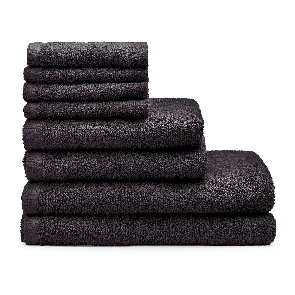 Fekete gyorsan száradó frottír pamut törölköző és fürdőlepedő készlet 8 db-os Quick Dry – Catherine Lansfield