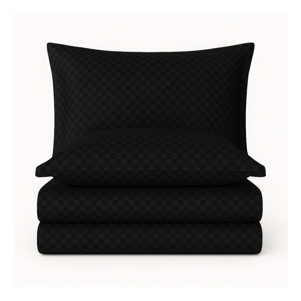 Fekete kétszemélyes-hosszabbított renforcé pamut ágyneműhuzat 240x220 cm Checkered – Mila Home Luxury