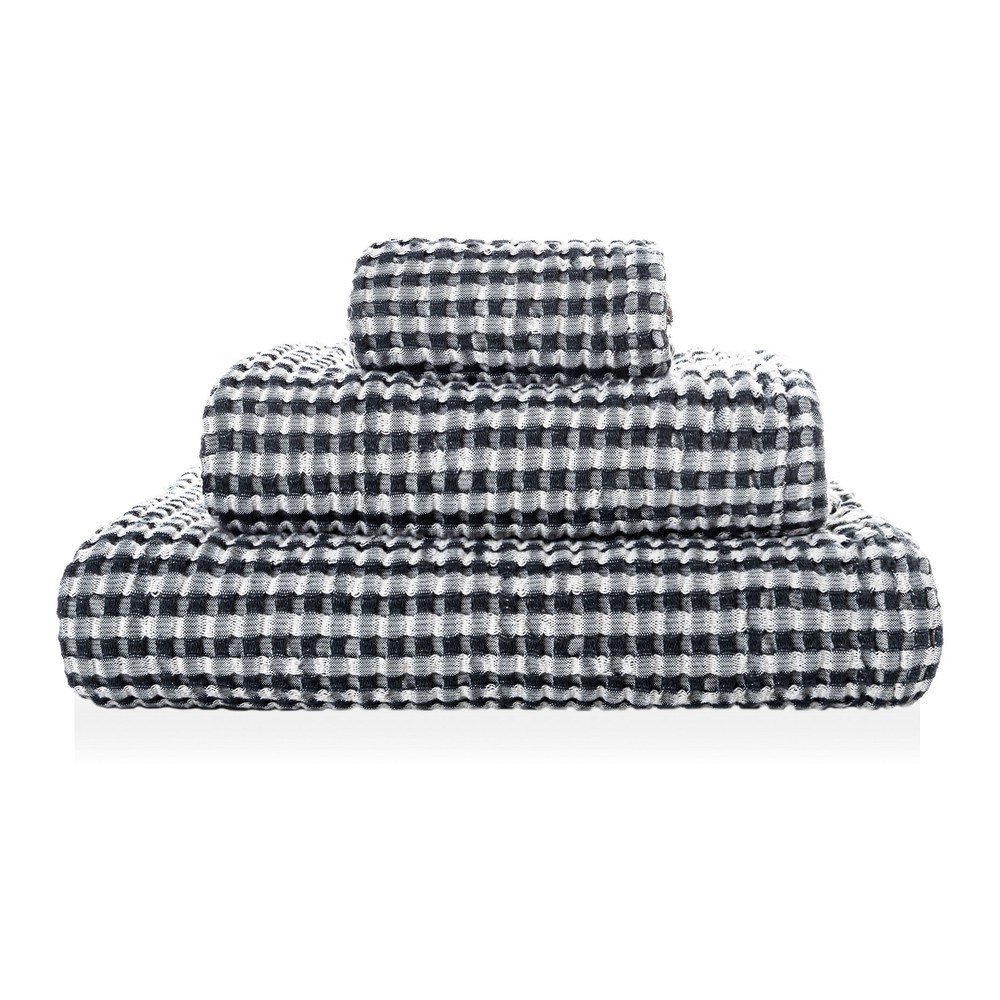 Fekete-szürke pamut törölköző és fürdőlepedő készlet 3 db-os London – Restilo