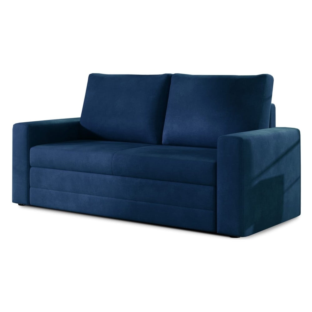 Kék bársony kinyitható-tárolóhelyes kanapé 151 cm Wave – ELTAP