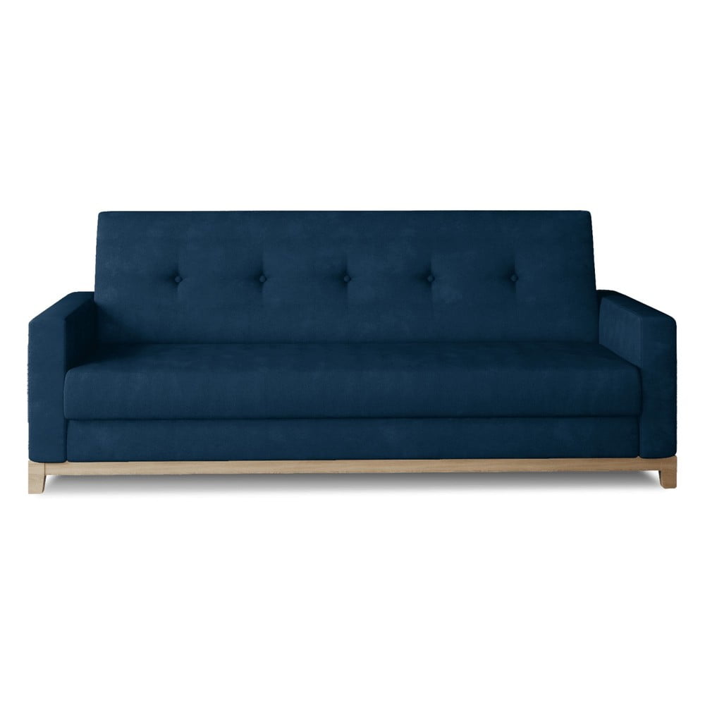 Kék bársony kinyitható-tárolóhelyes kanapé 216 cm Selene – ELTAP