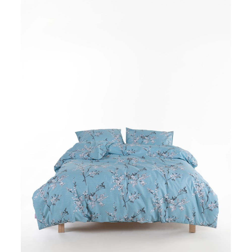 Kék egyszemélyes renforcé pamut ágyneműhuzat 140x200 cm Blue Floral – Mila Home Luxury