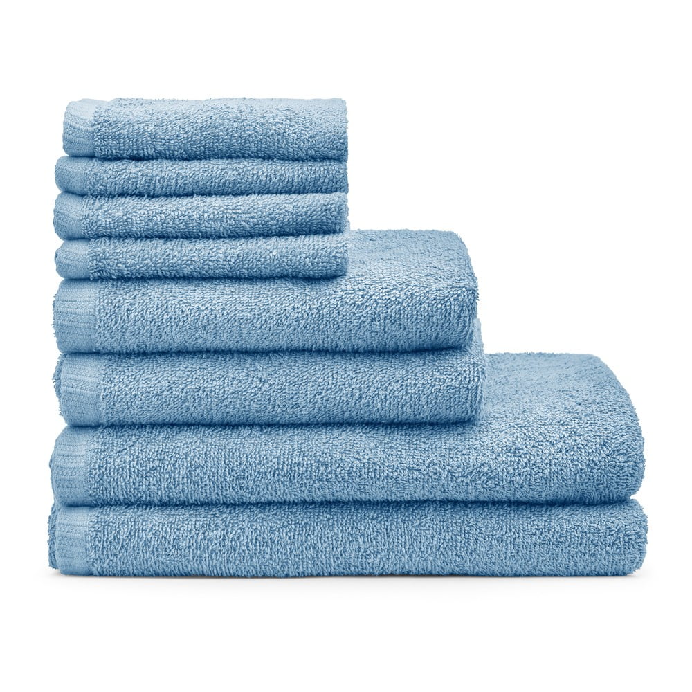 Kék gyorsan száradó frottír pamut törölköző és fürdőlepedő készlet 8 db-os Quick Dry – Catherine Lansfield