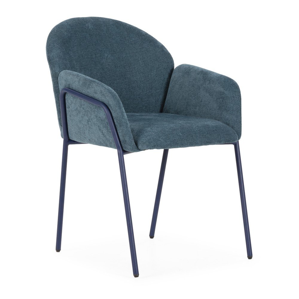 Kék kárpitozott étkezőfotel szett 2 db-os Aslin – MOME