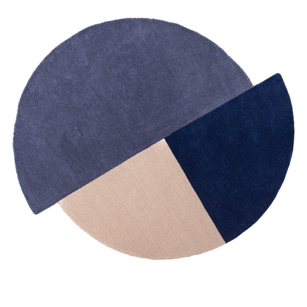 Kék kézi szövésű gyapjú kerek szőnyeg ø 150 cm Mia Segment – Flair Rugs
