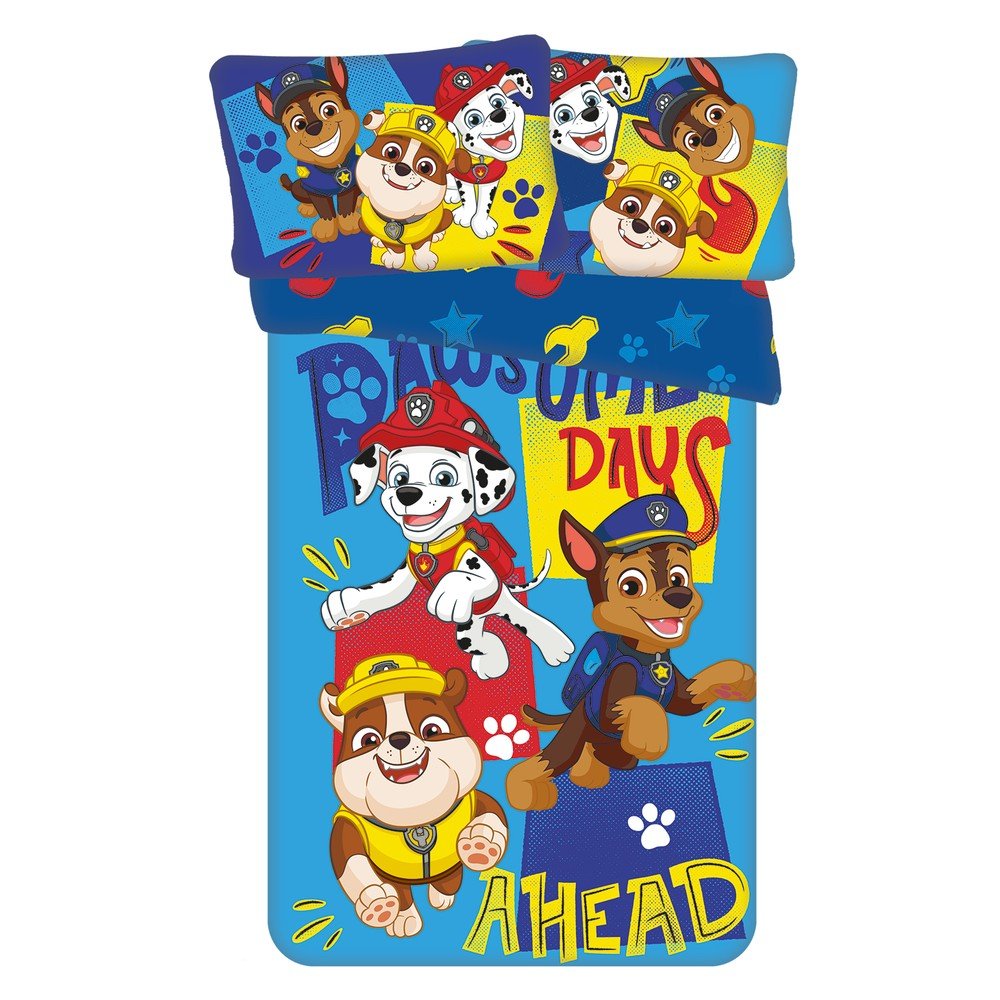 Kék pamut gyerek ágyneműhuzat babaágyhoz 100x135 cm Paw Patrol "Pawsome days ahead" – Jerry Fabrics