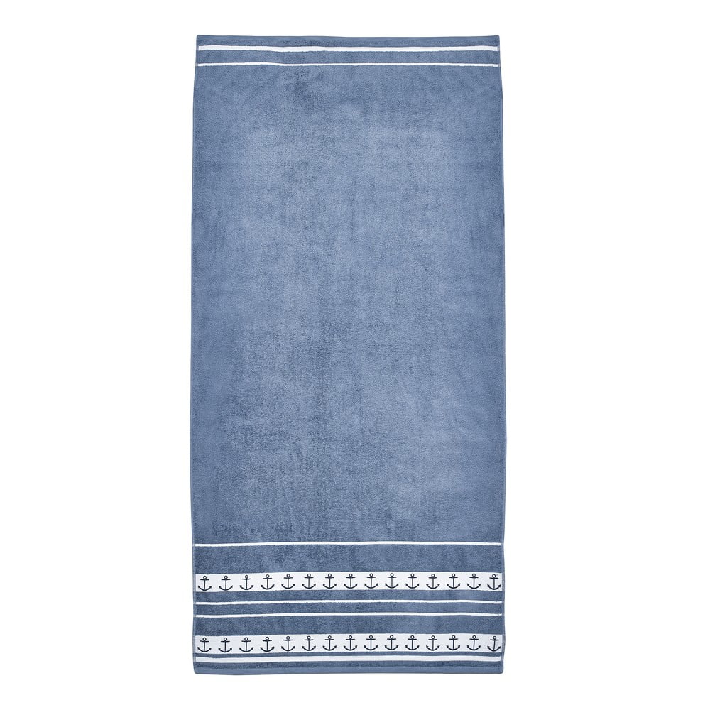 Kék pamut strandtörölköző 90x180 cm Anchors – Catherine Lansfield
