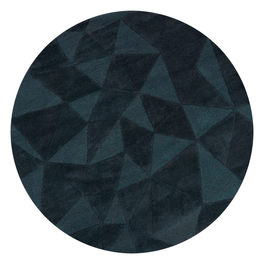 Kékeszöld kézi szövésű gyapjú kerek szőnyeg ø 160 cm Shard Teal – Flair Rugs