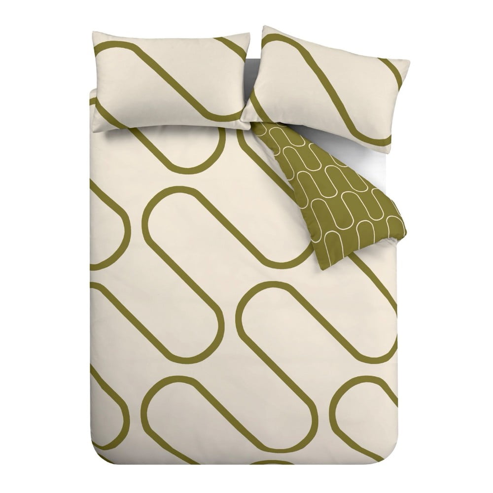 Khaki-bézs kétszemélyes ágyneműhuzat 200x200 cm Linear Curve – Catherine Lansfield
