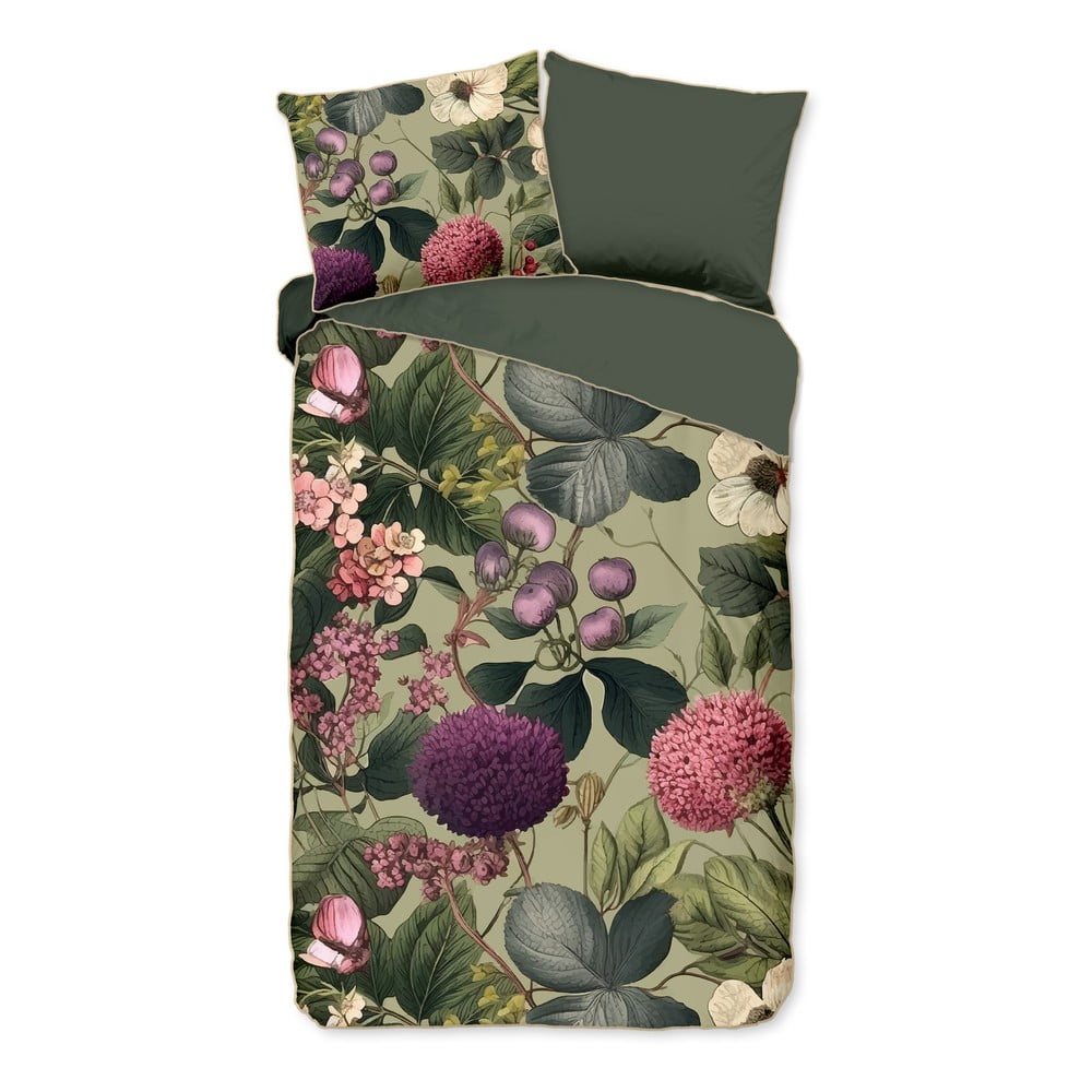 Khaki egyszemélyes-hosszabbított pamut-szatén ágyneműhuzat 140x220 cm Onaz – Descanso