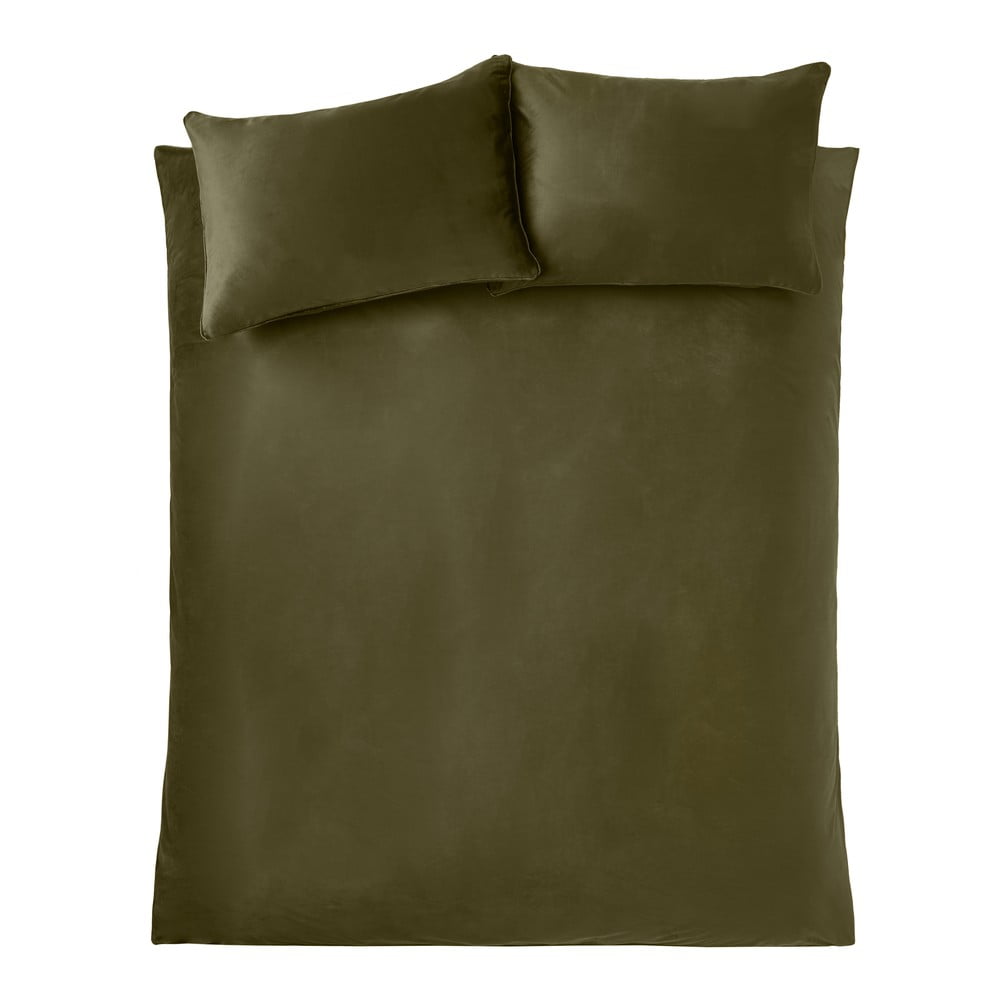 Khaki kétszemélyes-hosszabbított bársony ágyneműhuzat 230x220 cm Kingsley – Catherine Lansfield