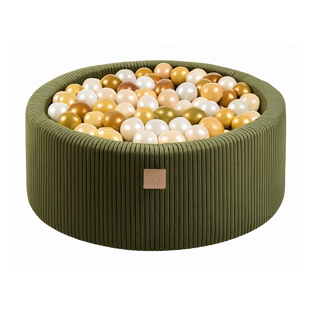 Khaki kordbársony labdamedence 90x90x30 cm Montessori – Meowbaby