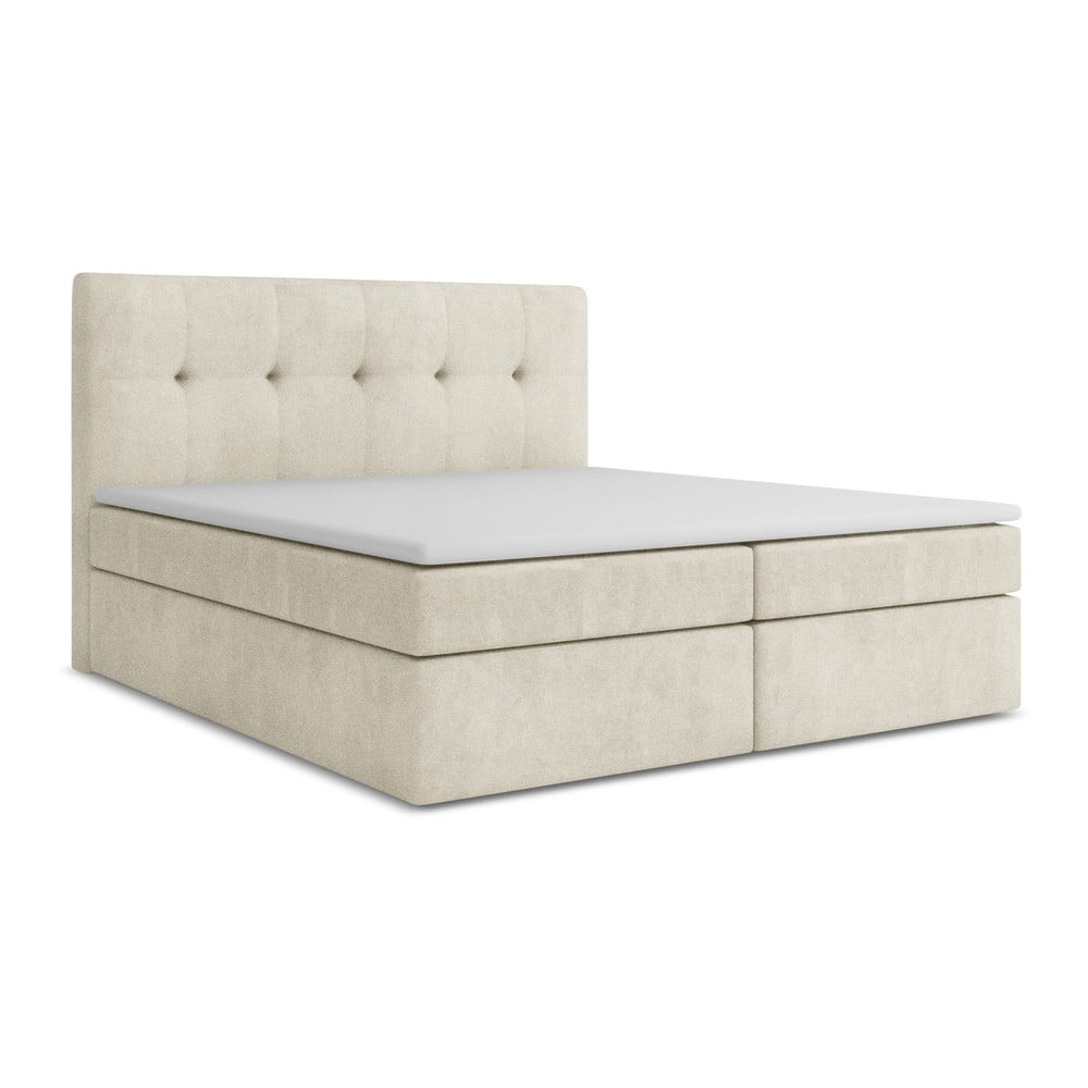 Krémszínű ágyneműtartós boxspring ágy 160x200 cm Palta – Makamii