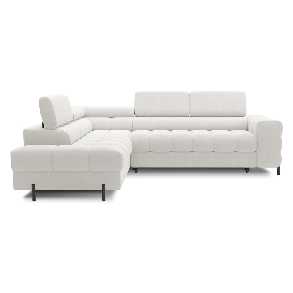 Krémszínű buklé kinyitható-tárolóhelyes sarokkanapé (bal oldali-L alakú) Ferucce – ELTAP