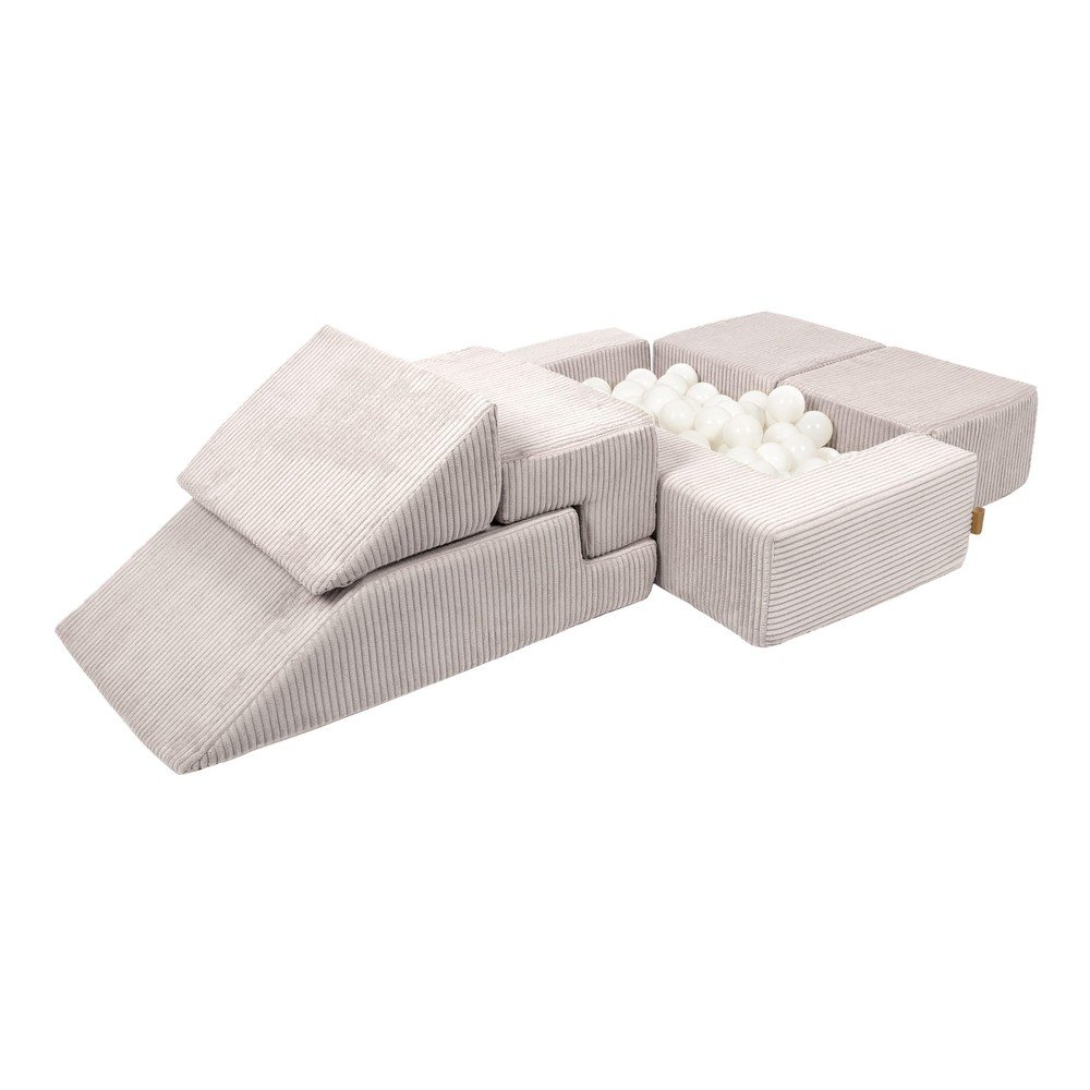 Krémszínű kordbársony habszivacs játszótér 100x35x40 cm Montessori – Meowbaby