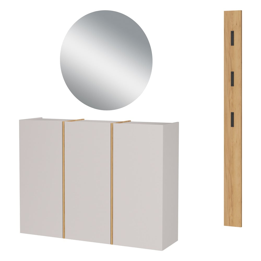 Krémszínű-natúr színű előszoba bútor 168x200x37 cm Libbiano – Germania