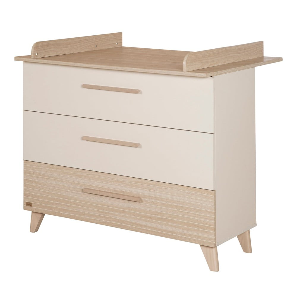 Krémszínű-natúr színű gyerek komód pelenkázó feltéttel