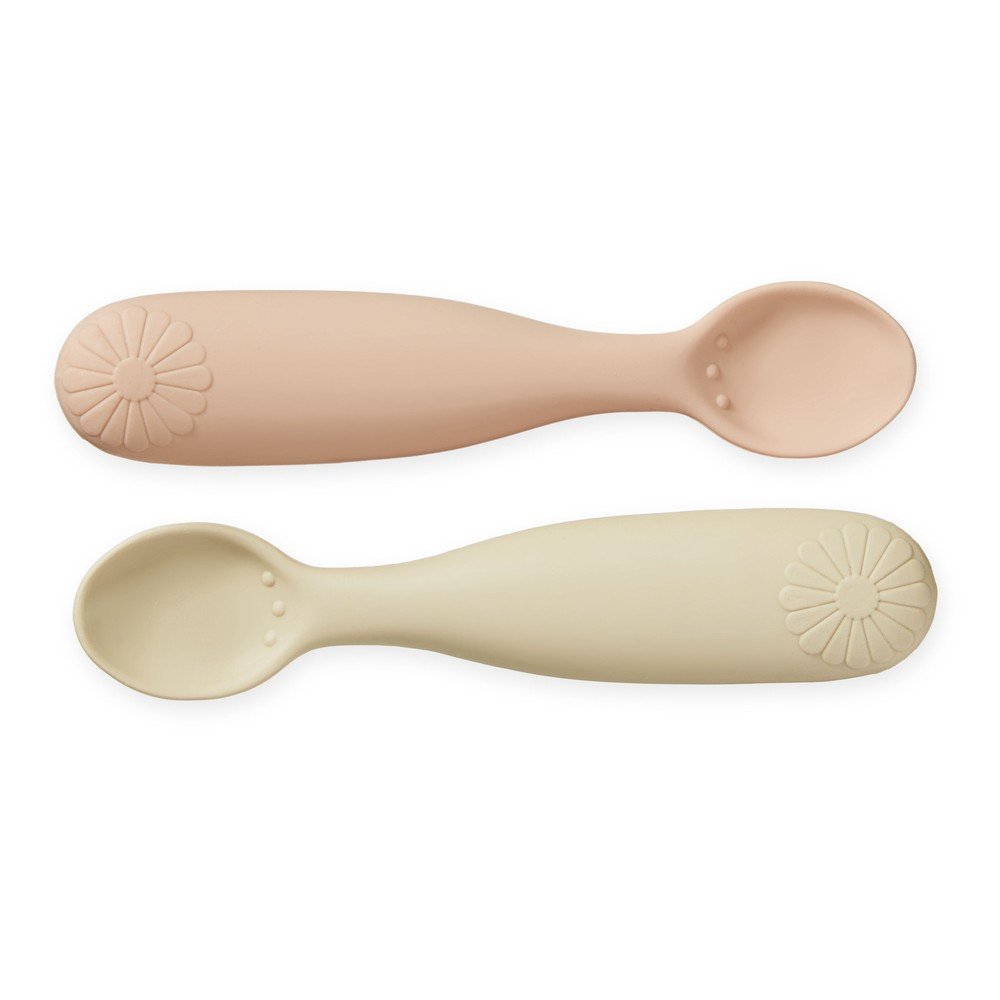 Lazacszínű-világossárga szilikon gyerek kanál szett 2 db-os Coral Mix – Cam Cam Copenhagen