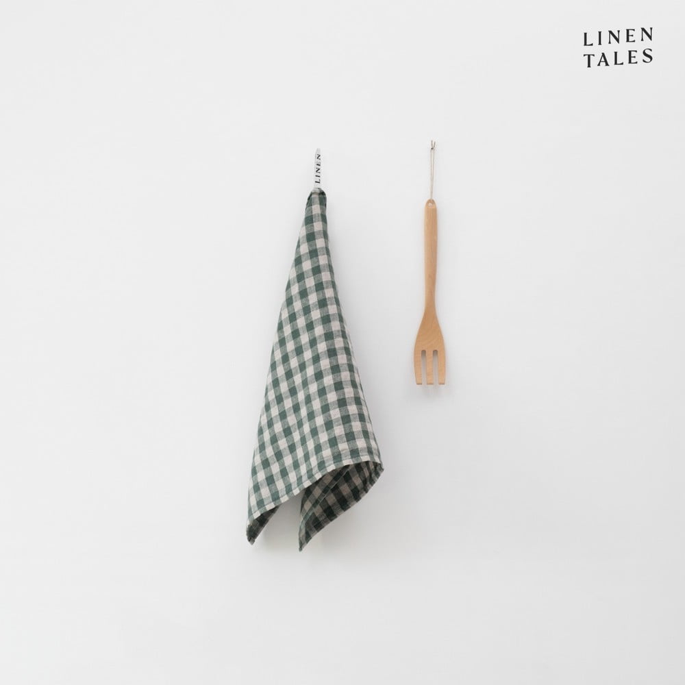 Len konyharuha 45x65 cm Forest Green Gingham – Linen Tales