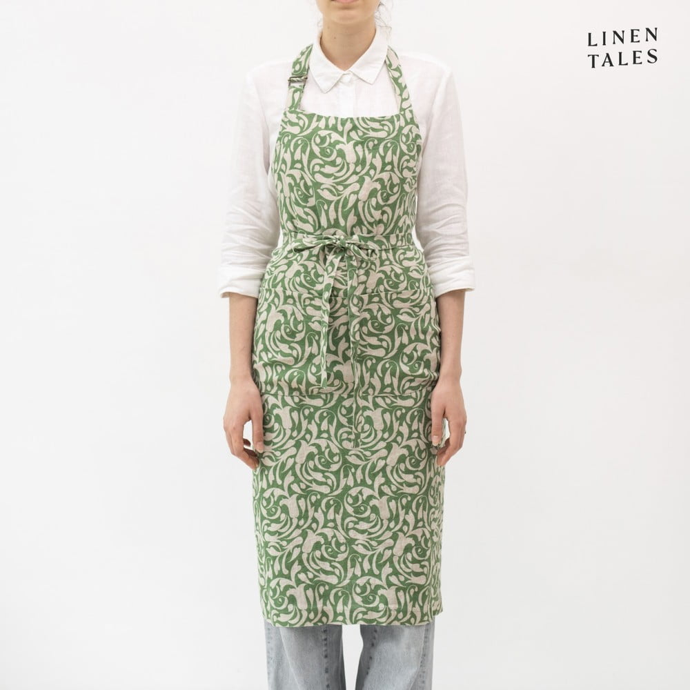 Len kötény Evergreen Damask – Linen Tales