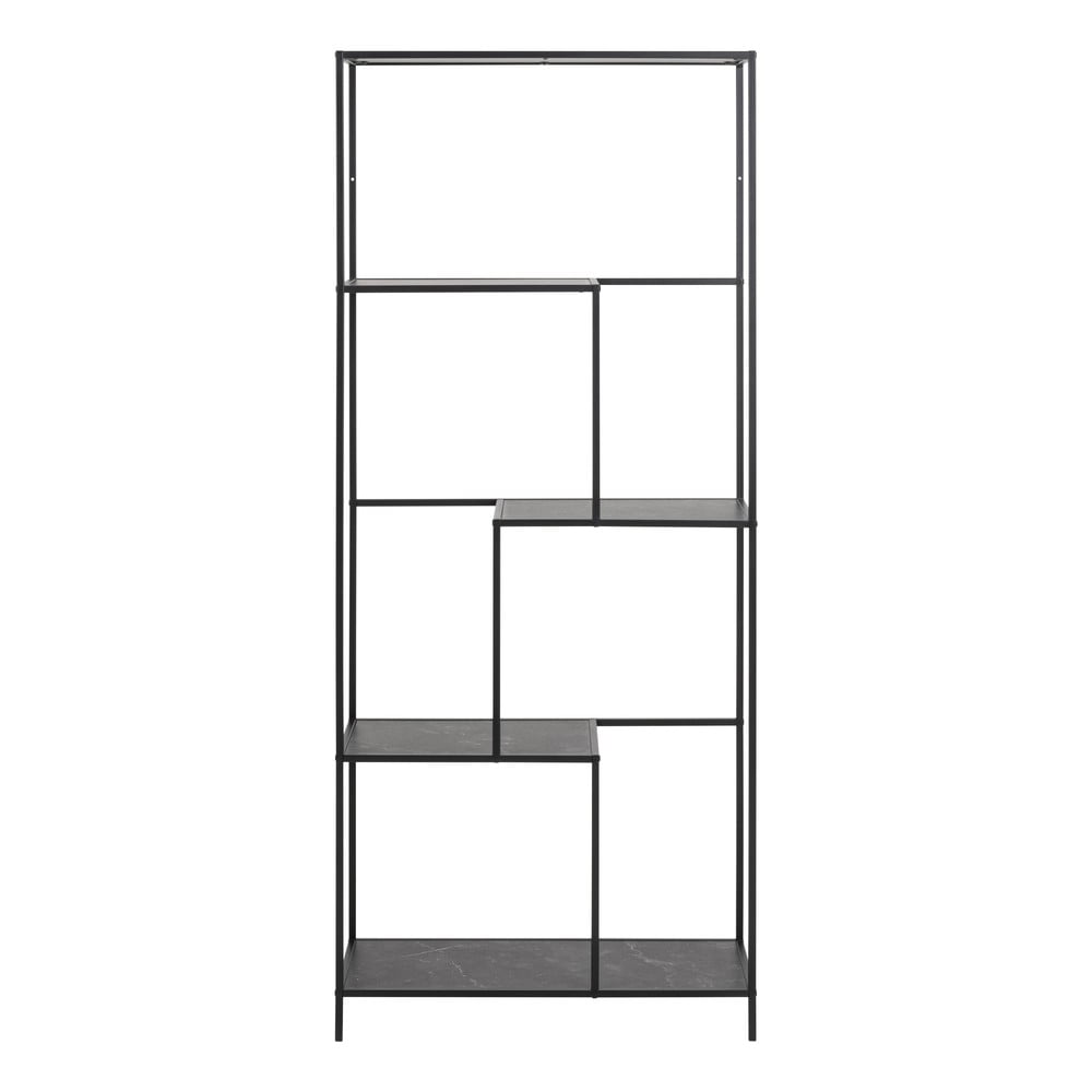 Matt fekete könyvespolc márvány dekorral 72x114x32 cm Infinity – Actona