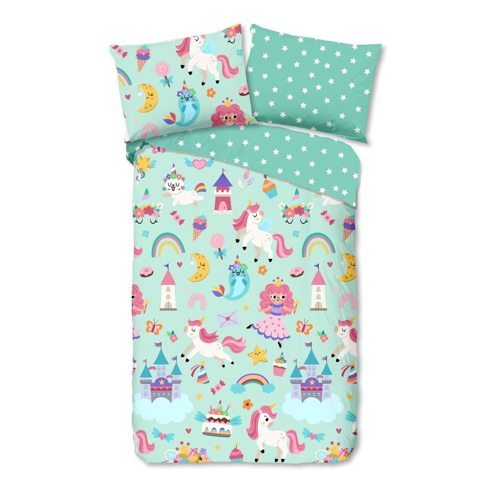 Mentazöld egyszemélyes pamut gyerek ágyneműhuzat 140x200 cm Fantastic – Good Morning