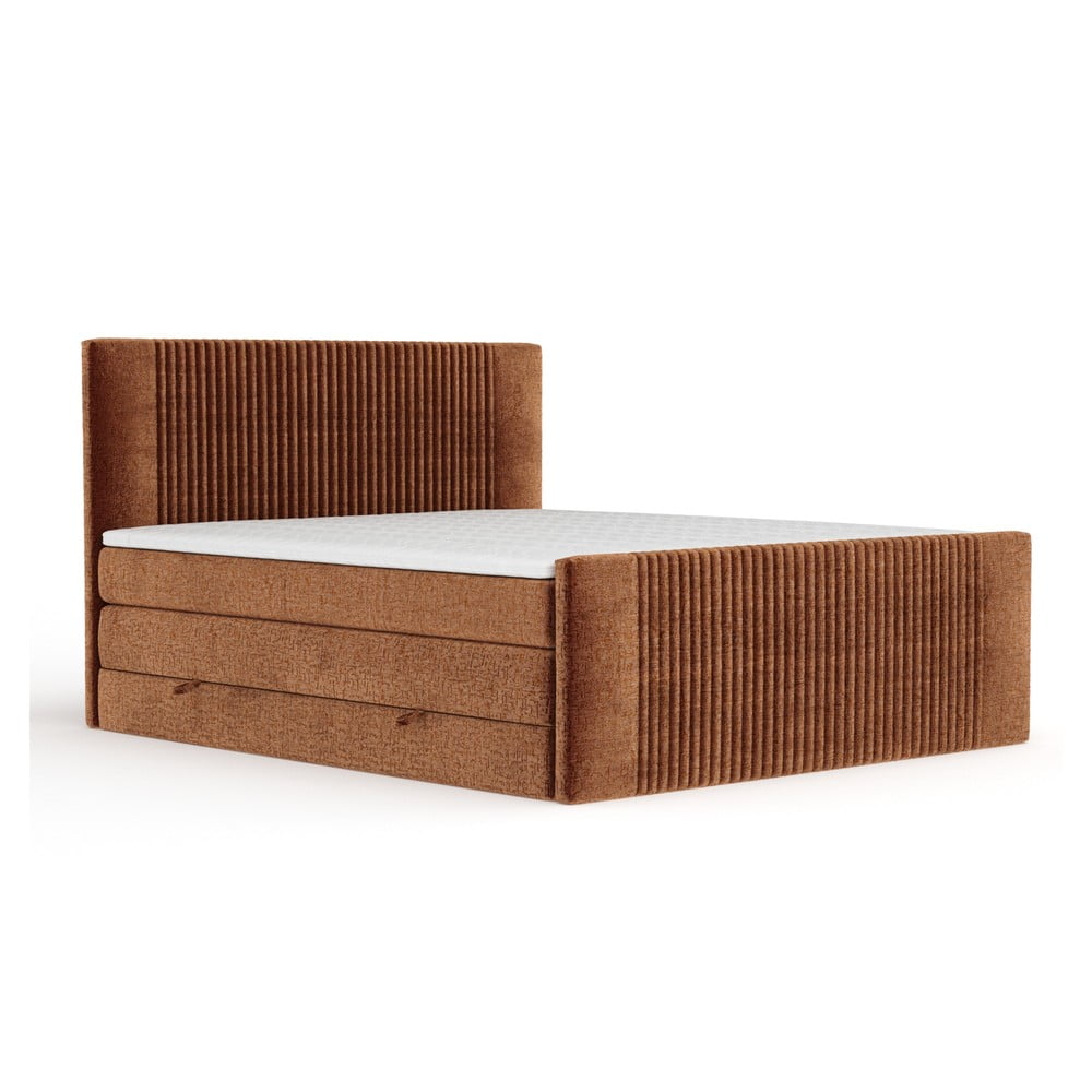 Narancssárga ágyneműtartós boxspring ágy 180x200 cm Bergamo – Maison de Rêve