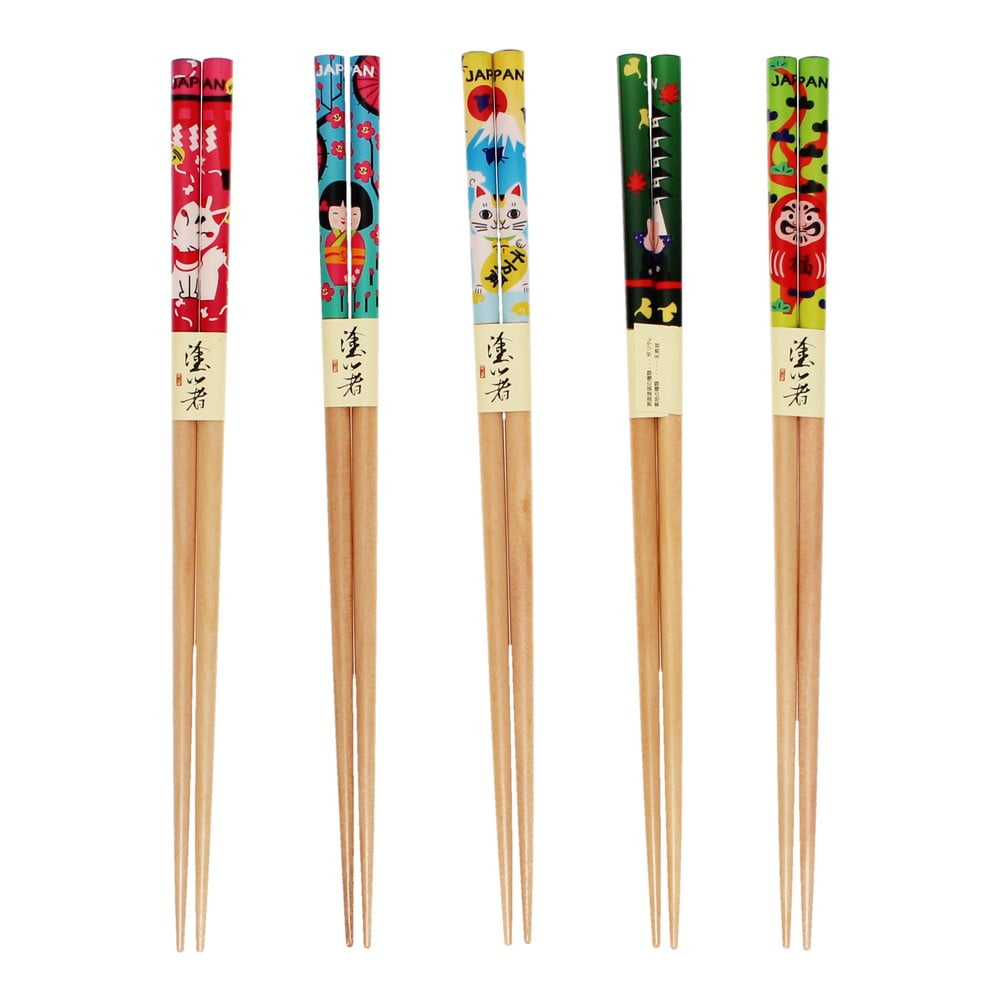 Natúr színű fa evőpálcika szett 5 db-os Wagara – Rex London