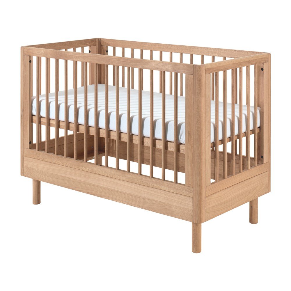 Natúr színű tölgyfa babaágy állítható magassággal 60x120 cm Forrest – Vipack