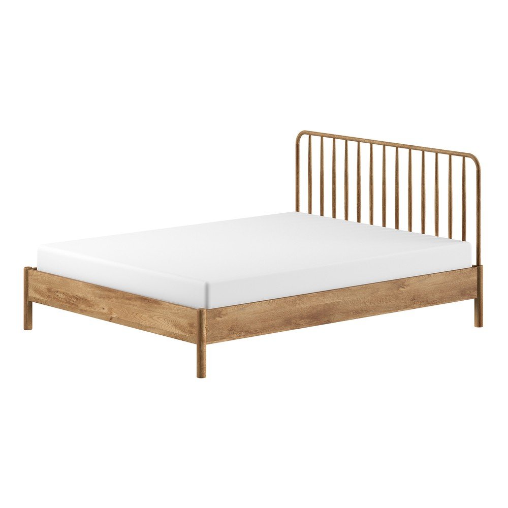 Natúr színű tölgyfa franciaágy ágyrács nélkül 160x200 cm Olive Spindle – Vipack